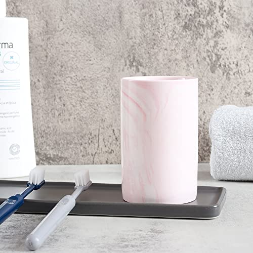 Ceramic Toothbrush Holder, Bathroom Cup, Drinking Mug, Coffee Cups, Marble Pattern Pen Holders, 300ml/Pcs (Pink) - color: Pink