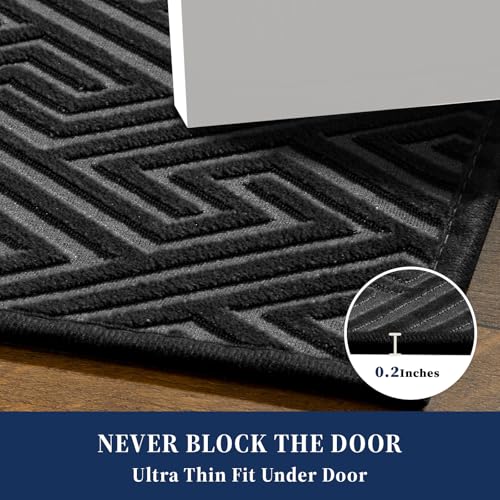 YIHOUSE Black Bathroom Toilet Rugs 17.5"x24"U, Quick Dry Non Slip Bath Rug, Absorbent Machine Washable Thin Bath Mat for Restroom Floor Tub Laundry Room Home Decor - color: Black, size: 1'6" x 2' (U-Shape)