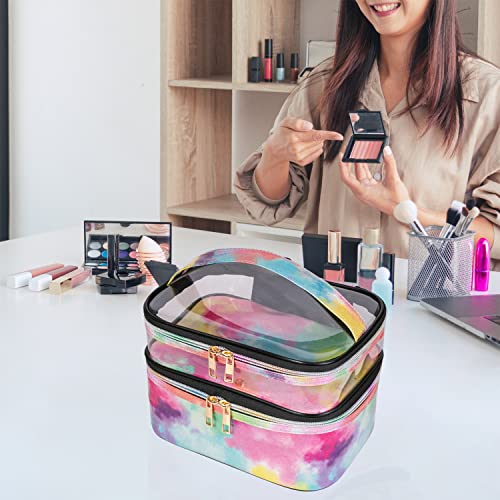 Cosmetic Bag Makeup Bag Travel Cosmetic Bags for Women Makeup bags Cases Portable Waterproof Foldable (Tie-Dye) - color: 10-Multicolor