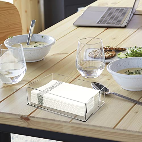 Acrylic Guest Towel Napkin Holder | Hand Towels Holder for Bathroom, Guest Towels Storage Tray for Kitchen, Parties, Weddings, Events (0.1" Thickness)