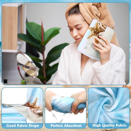 FuWeave 8 Pcs Summer Beach Shower Curtain Set Bathroom Decor Sea Ocean Waterproof Bathroom Accessories Shower Curtain Sets with Towels Carpet Bath Mat Toilet Rugs and 12 Hooks - color: Beach