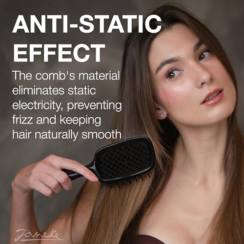 Janeke Superbrush Detangling Brush for Soft Smoothing Hair Brushing with Anti-Static Bristles - Vented Wet Hair Brush for Blow Drying Use - Perfect for Curly, Thick, Wavy, Fine Hair Types (Black) - color: Black Superbrush