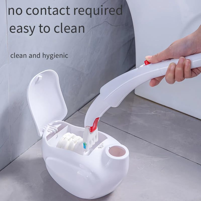 White Swan-Shaped Disposable Toilet Brush,Toilet Bowl Brush and Holder with Cleaner Refill Pads, Brush Toilet Wand Starter Kit,1 Wand + 30 Refills(Flushable) + 1 Stand