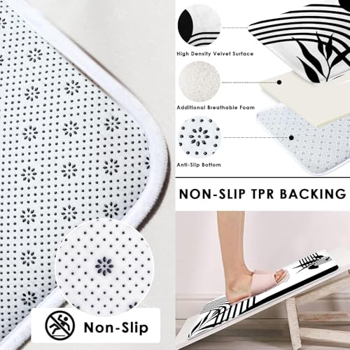 Boho Mid Century Shower Curtain Set with Toilet Lid Cover and Non-Slip Rugs, Abstract Geometric Black White 4 Pcs Modern Minimalist Vintage Shower Curtain for Bathroom Set with 12 Hooks - color: Boho Black White