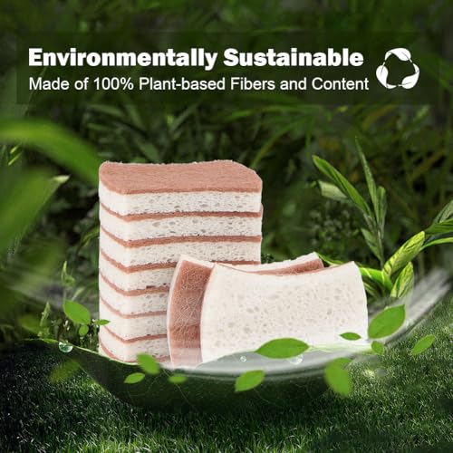 Orighty Non-Scratch Scrub Sponge, 24-Pack, Cellulose Kitchen Scrubber Sponges, Ideal for Kitchen Cleaning, Non-Stick Cookware, Washing Dishes, Bathroom, and Household - color: White