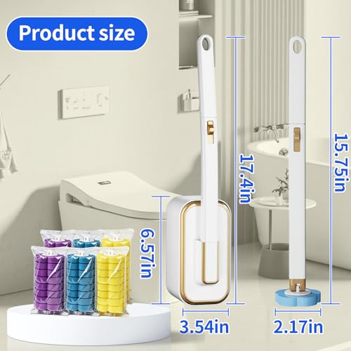 48 PCS Disposable Toilet Bowl Brush Refills, Disposable Toilet Brush Heads, Toilet Wand Disposable Refill Heads, Disposable Replacement Head - color: 48pcs Replacement Heads