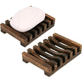 Anwenk Soap Dish Wooden Soap Saver Holder Soap Tray for Bathroom Shower Rectangular Sink Drainer Hand Craft for Soap,Sponges and More (2 Pack) - color: 2pack-bronze