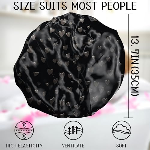 Luxury Shower Cap Terry Cloth Lined EVA Waterproof Reusable Triple Layer Elastic Hair Bath Caps for Women Girls Cute (C10-Hearts) - color: C10-Hearts