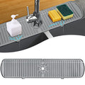 XXL Silicone Faucet Handle Drip Catcher Tray Mat, Large Silicone Faucet Mat, Dish Soap Sponge Holder for Kitchen Sink Accessories, Drying Mat for Kitchen Counter & Bathroom Kitchen Sink Splash Guard - size: Grey(1Pack): 24"x5.55"