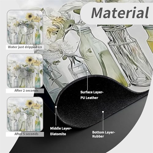 Faucet Fast Absorbent Pad - Sunflower In Vintage Glass Bottles , Suitable For Kitchen, Bathroom, Island And Other Scenes - color: Sunflower in Vintage Glass Bottles