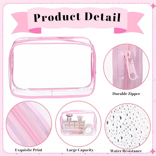 Shinylin 30 Pcs Clear Makeup Bag with Zipper PVC Toiletry Bag Portable Waterproof Make up Pouches Clear Makeup Case Organizer for Women Travel Toiletries Bathroom Organizing (Pink and Purple)