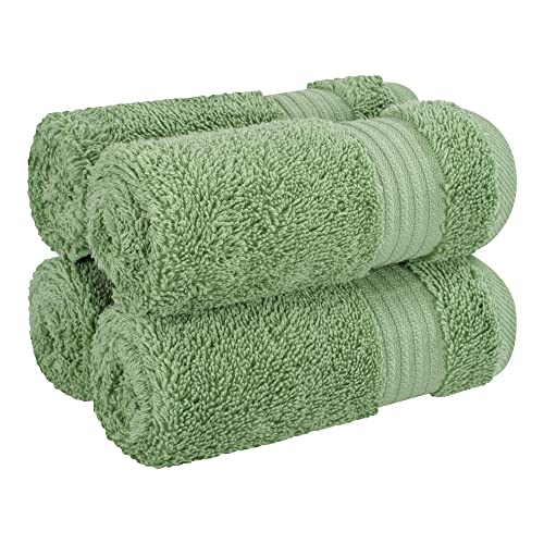Cotton Paradise 100% Cotton Turkish Towel Set, Soft Absorbent Quick Dry, 4 Piece Washcloth Set, Sage Green - color: Sage Green, size: 4 PC SET (13x13")