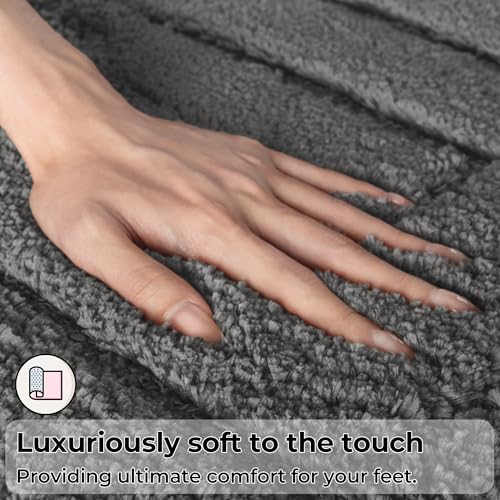 GRANNY SAYS Bathroom Rugs Sets 2 Piece,Soft Bath Mats for Bathroom, Bath Rugs Non Slip Washable, Absorbent Bath Rug for Tub, Shower and Toilet, Bath Mat Set (Grey, 20" x 32" + 16" x 24") - color: Deep Gray, size: 1'8" x 2'8" (20" x 32"+16" x 24")