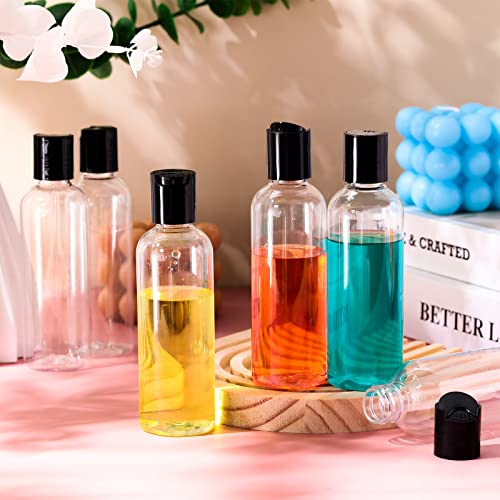 Roshtia 100 Pack 2 oz Travel Bottles for Toiletries, Clear Refillable Plastic Bottles with Disc Top Flip Cap, Leak Proof Empty Containers for Lotion, Shampoo, Essential Oil, Bulk Travel Size(Black) - color: Black, size: 2 oz
