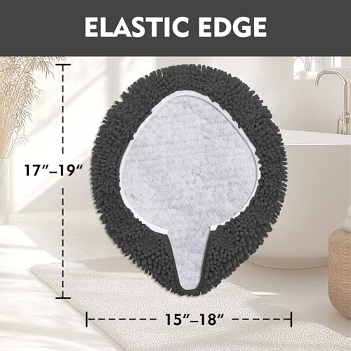 RUN HELIX Bathroom Toilet Lid Cover,Chenille Machine Washable Seat Covers, 17.5x15, Stays in Place Rubber Backing, Fits Most Round, Elongated and Oblong Lids, Accessories Decor, Dark Grey - color: Dark Grey, size: Lid 17.5"x15"