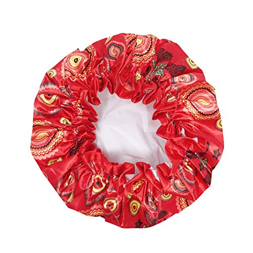 allydrew Reusable Women's Waterproof Shower Caps for Long Hair, Red Circle - color: Red Circle