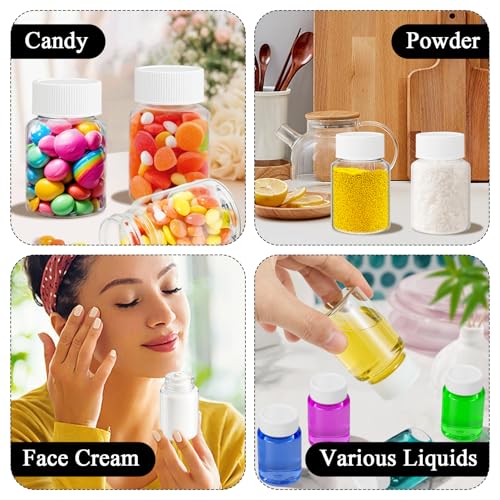 Lamoutor 30Pcs Clear Pill Bottle Plastic Medicine Bottle Empty Reagent Chemical Containers with Caps for Liquid Solid Powder Medicine 100ML - size: 100ML