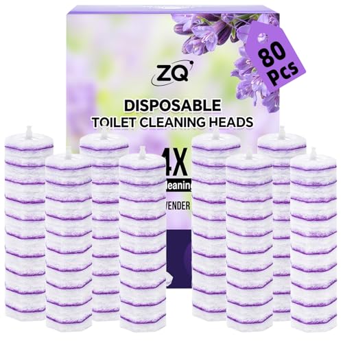 Toilet Bowl Wand Refills for Clorox, Toilet Bowl Cleaner Refill Pads | 80 Count Disposable Toilet Brush Heads, Pre-Loaded Cleaning Formula, Lavender Scent, Toilet&Bathroom Cleaning Supplies - size: 80 Count Purple