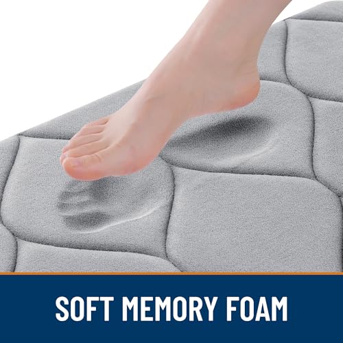 Smiry Memory Foam U-Shaped Toilet Mat 24"x20", Ultra Soft Non-Slip Bathroom Floor Mat, Water Absorbent & Machine Washable Commode Contour Rug for Toilet Home Decor, Grey - color: Grey, size: 24"x20" Contour Rug