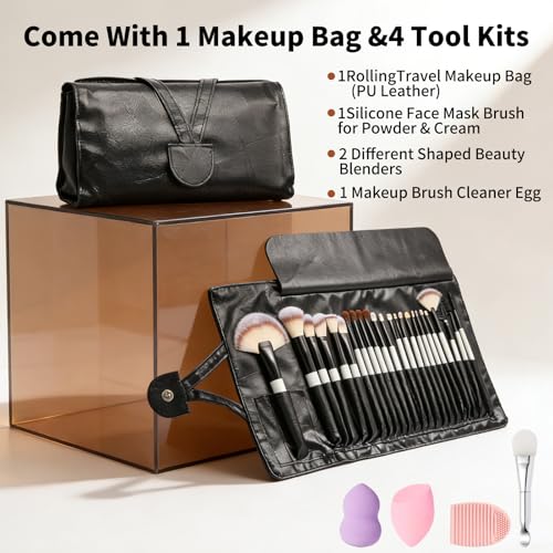 Makeup Brushes, Quality Make Up Brushes 28Pcs Makeup Brushes Set Professional, Beginner Make-up Sets With Case, Soft Brush Kits Sponges Masks Spatula,Travel-Friendly Women Girls Gift Sets - color: Panda White