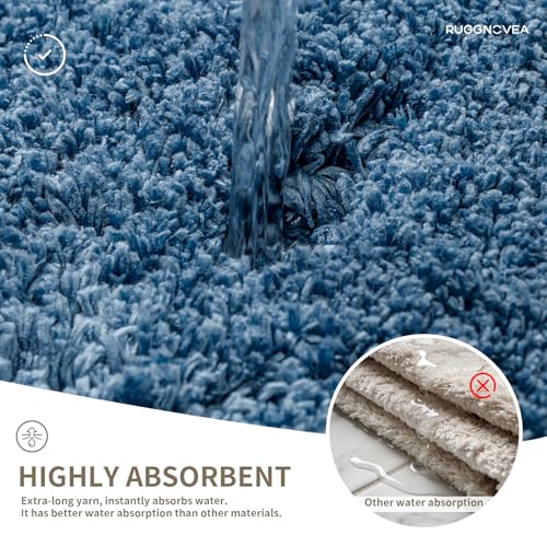 Bathroom Rugs Non Slip Washable, Ultra Thick Soft Microfiber Absorbent Bath Mats, High Density Foam Latex Non Slip Backing Bath Rugs, Fluffy Floor Carpet for Tub&Shower 24x17, Blue - color: Blue, size: 24" X 17"(Small Bathroom Rug)