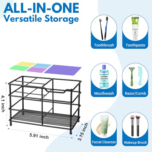 Urbanstrive 304 Stainless Steel Bathroom Toothbrush Holder Toothpaste Holder Stand Bathroom Accessories Organizer (Black, Large) - color: Black, size: Large