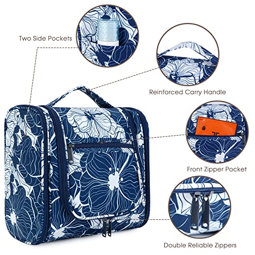 Narwey Hanging Toiletry Bag for Women Travel Makeup Bag Organizer Toiletries Bag for Cosmetics Essentials Accessories (Large, Blue Lotus) - color: B-Blue Lotus, size: Large