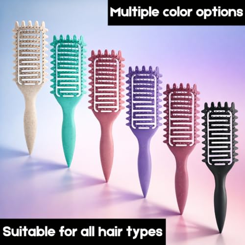 Curl Defining Brush for Curly Hair, Vented Detangling Hair Brush for Wet and Dry Styling, Curved Brush for Shaping and Smoothing Curl Clumps, Lightweight Hair Brush （Black） - color: Solid black