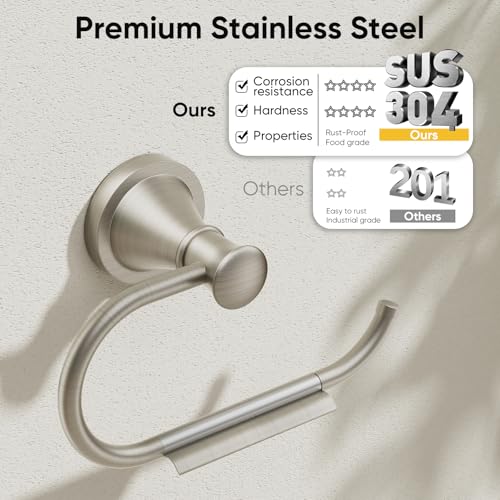 BESy Brushed Nickel Toilet Tissue Paper Holder Brushed Nickel Bathroom Accessories Toilet roll Paper Hanger, Wall Mounted, Rustproof - color: Brushed Nickel