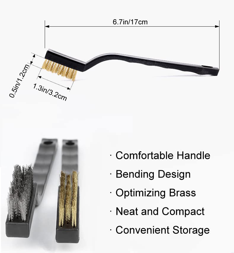 SUJAYU Brass Wire Brush Rust Remover, Small Wire Brush for Cleaning, Paint Stripper for Metal, Wood, Rustoleum Fabric Spray Paint (Brass, Steel, 12.00) - style: Brass Steel