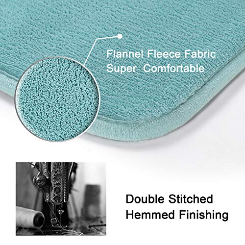 H.VERSAILTEX Bath Mat Set Flannel Velvety Luxury Extra Soft Absorbent Non Slip Bathroom/Bedroom Rugs (Curved Set 20"x 32" Plus 20"x 20"U, Eggshell Blue) - color: Eggshell Blue, size: 20" x 32" Plus 20" x 20" U