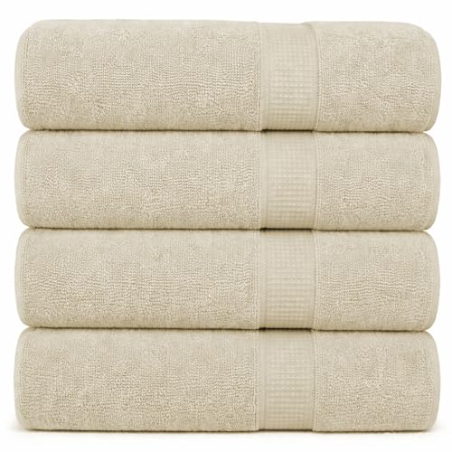 GOLD TEXTILES Premium Hand Towels for Bathroom -100% Ring Spun Cotton (Sand,4 Pack, 16x30 Inches) Luxury Soft Absorbent & Quick Dry, Bathroom Hand Towel Perfect for Hotel, Salon, Gym & Spa - color: Sand, size: 4 Pack 16x30