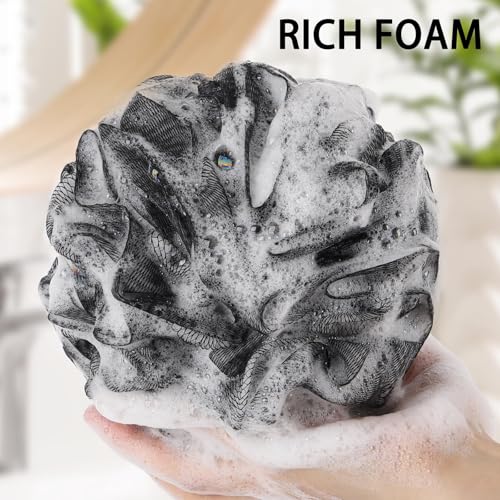 6 Pack Bath Sponge, 100g/pc XXL Large Mesh Pouf Shower Loofah Exfoliating Body Scrubber Shower Scrunchies