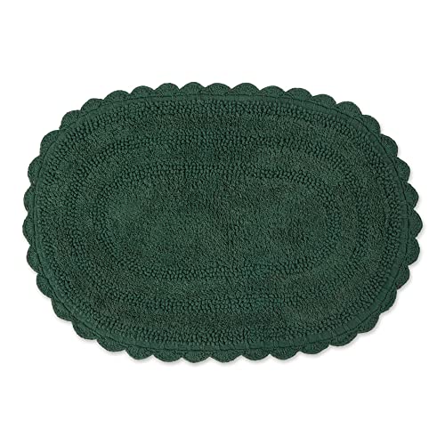 DII Crochet Collection Reversible Bath Mat, Small Oval, 17x24, Dark Green - color: Dark Green, size: 1'5" x 2' (Oval)