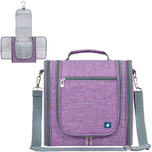 PAVILIA Extra Large Toiletry Bag Travel Bag for Women Men, Hanging Cosmetic Organizer, Water Resistant Makeup Bag for Accessories Toiletries, Travel Essentials Kit (Purple) - color: Purple, size: Extra Large (12x6x12.5)