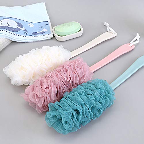 Back Scrubber for Shower, Loofah Long Handle Bath Body Brush, Soft Nylon Mesh Sponge On a Stick for Shower Men Women Kids Elderly, Exfoliating Scrub Cleaning Luffa for All Kinds of Skin(Blue) - color: Blue