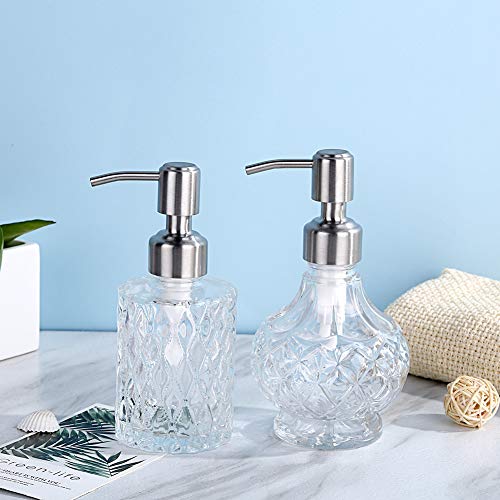YunNasi Soap Dispenser with Pump, Clear Crystal Design, Vintage and Elegant, Refillable Liquid Hand Soap Dish Soap Dispensers for Bathroom Counter, Kitchen Sink (Style 1) - color: Style 1