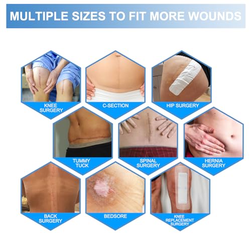 30 Pack 4"x10" Waterproof Adhesive Island Dressing for Post-Surgery Recovery | Sterile Bordered Gauze Bandages with Non-Stick Pad for Knee/Hip Replacement, Surgical Incision Care & Shower Protection - size: 4x10 in