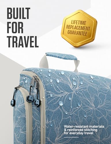 VENTURE 4TH Hanging Travel Toiletry Bag for Women & Men – Large Toiletry Organizer with 17 Compartments, Removable TSA Pouch, Travel Wash Bag for Toiletries, Makeup & Shaving Kit (Blue Flowers) - color: Blue Flowers