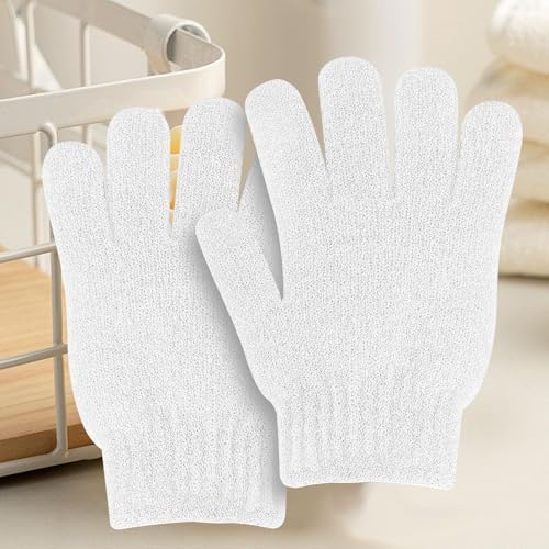 2 PCS Exfoliating Glove Loofah Sponge Exfoliating Body Scrubber Deep Cleansing Removes Dead Skin for Both Women and Men(White) - color: A5-white 1