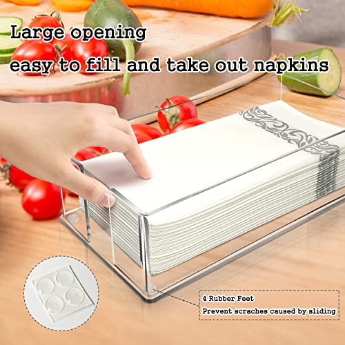 Acrylic Guest Towel Napkin Holder | Hand Towels Holder for Bathroom, Guest Towels Storage Tray for Kitchen, Parties, Weddings, Events (0.1" Thickness)