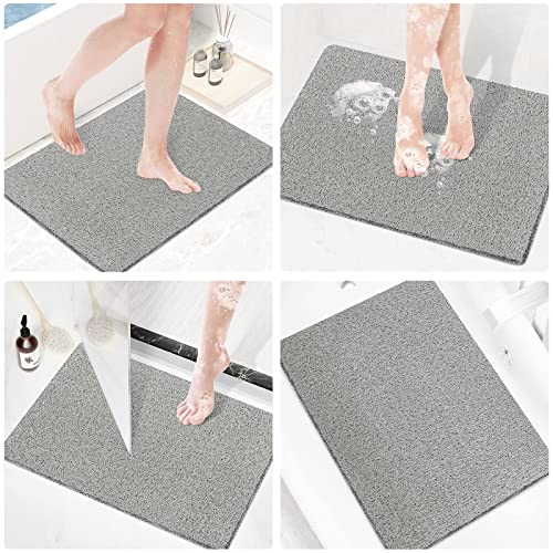 Shower Mat Bathtub Mat Non-Slip,32x24 inch, Soft Tub Mat with Drain,PVC Loofah Bath Mat (Phthalate Free) for Tub and Bathroom,Quick Drying,Grey - color: Grey, size: 32" x 24" (Rectangular)