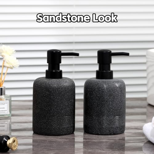 Soap Dispenser Set, 2pcs 350ML 11OZ Hand Soap Lotion Dispenser for Bathroom Countertop and Kitchen Sink, Shampoo Condition Refillable Bottle for Modern Decor Hotel Office (Dark Grey) - color: Dark Grey
