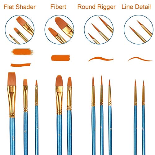 60 Pcs Acrylic Paint Brush Set, Oil & Watercolor - Professional Artist Brushes with Wooden Handle Nylon Hair Brushes - Bulk Art Supplies for Adults, Kids & Beginners - size: 60pcs