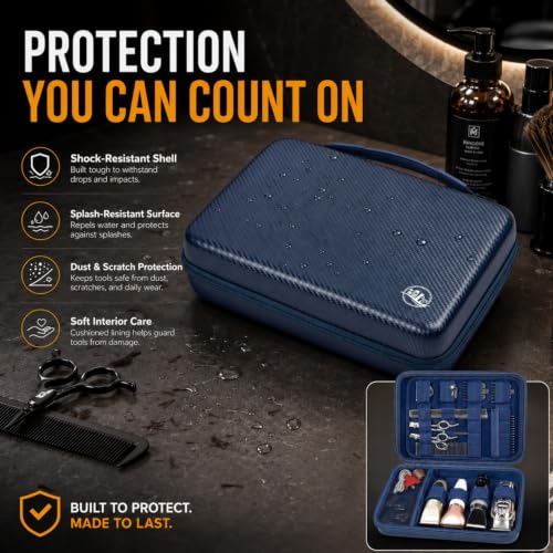Boobowl Hard Travel Case for Hair Clippers, Hair Cutting Barber Supplies Organizer Bag, Trimmer Storage Holder for Ufree/for Wahl/for Andis Men Razor Guard Grooming Kits -Blue - color: Blue