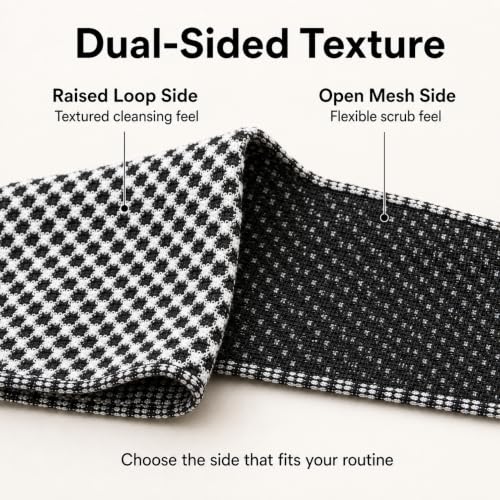 Exfoliating Shower Towel, Cotton-Blend Back Scrubber, Black | 39 x 10 in, dual-sided texture, quick-dry mesh, washable for home, gym, travel - color: Black