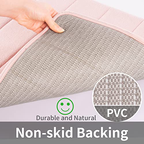 ROSMARUS Memory Foam Bath Mat 20” x 32”, Water Absorbent Shower Mat, Thick Bath Rugs for Bathroom Non Slip with PVC Backing, Ultra Soft Bathroom Rugs for Floor & Tub, Crystal Pink - color: Crystal Pink, size: 20" x 32" (Rectangular)
