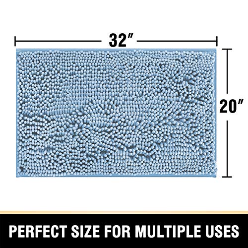 H.VERSAILTEX Bathroom Rugs Non Slip Luxury Chenille Bathroom Mat 20x32 Extra Soft and Absorbent Shaggy Rugs Washable Dry Fast Area Carpet Mats for Bath Room, Tub - Cool Blue - color: Cool Blue, size: 20" x 32"