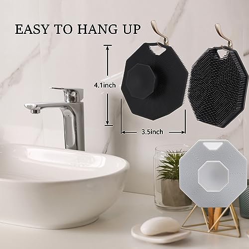 3Pack Silicone Body Scrubber, Qewro Body Buffer Exfoliating Brush with Silicone Loofah, Bath & Body Brushes for Men Women Kids Pets use in Shower, Scalp Exfoliator Hair Shampoo Skin Cleaning Brush - size: 3Pack
