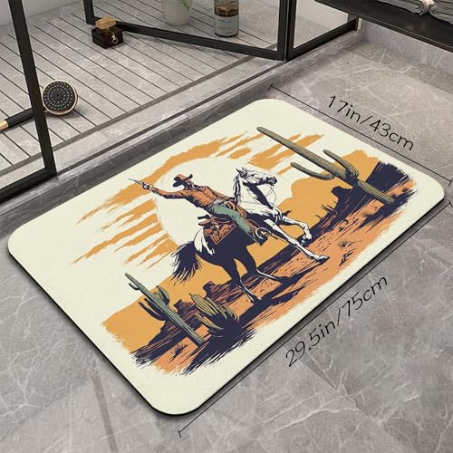 Western Boy Bathroom Rugs Mat, Super Absorbent Quick Drying Floor Mat for Bathroom Entryway 17"x30" - color: Western Boy